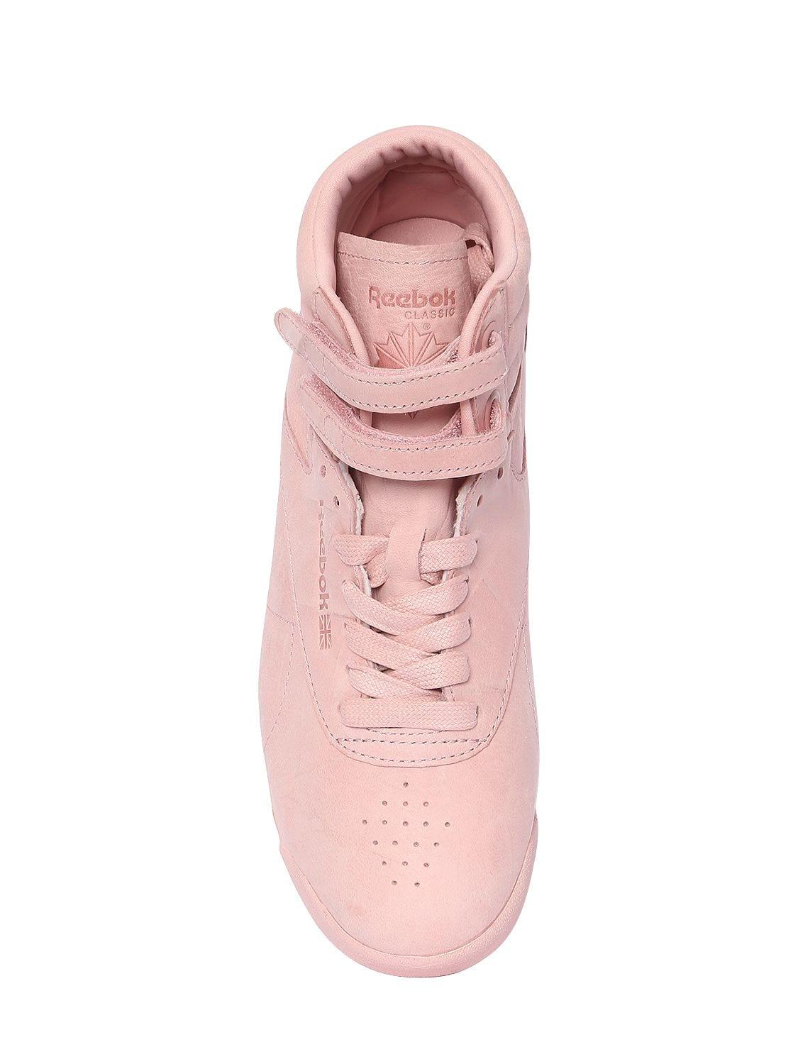 Reebok Freestyle Nubuck High Top Sneakers in Pink | Lyst