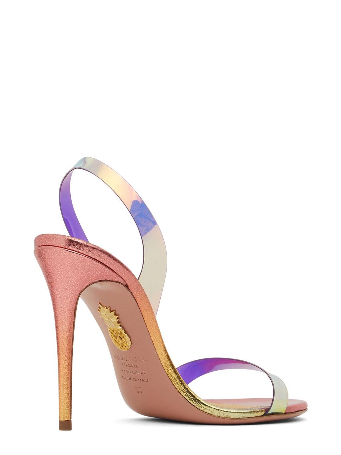 Aquazzura 105mm So Nude Iridescent Plexi Sandals | Lyst