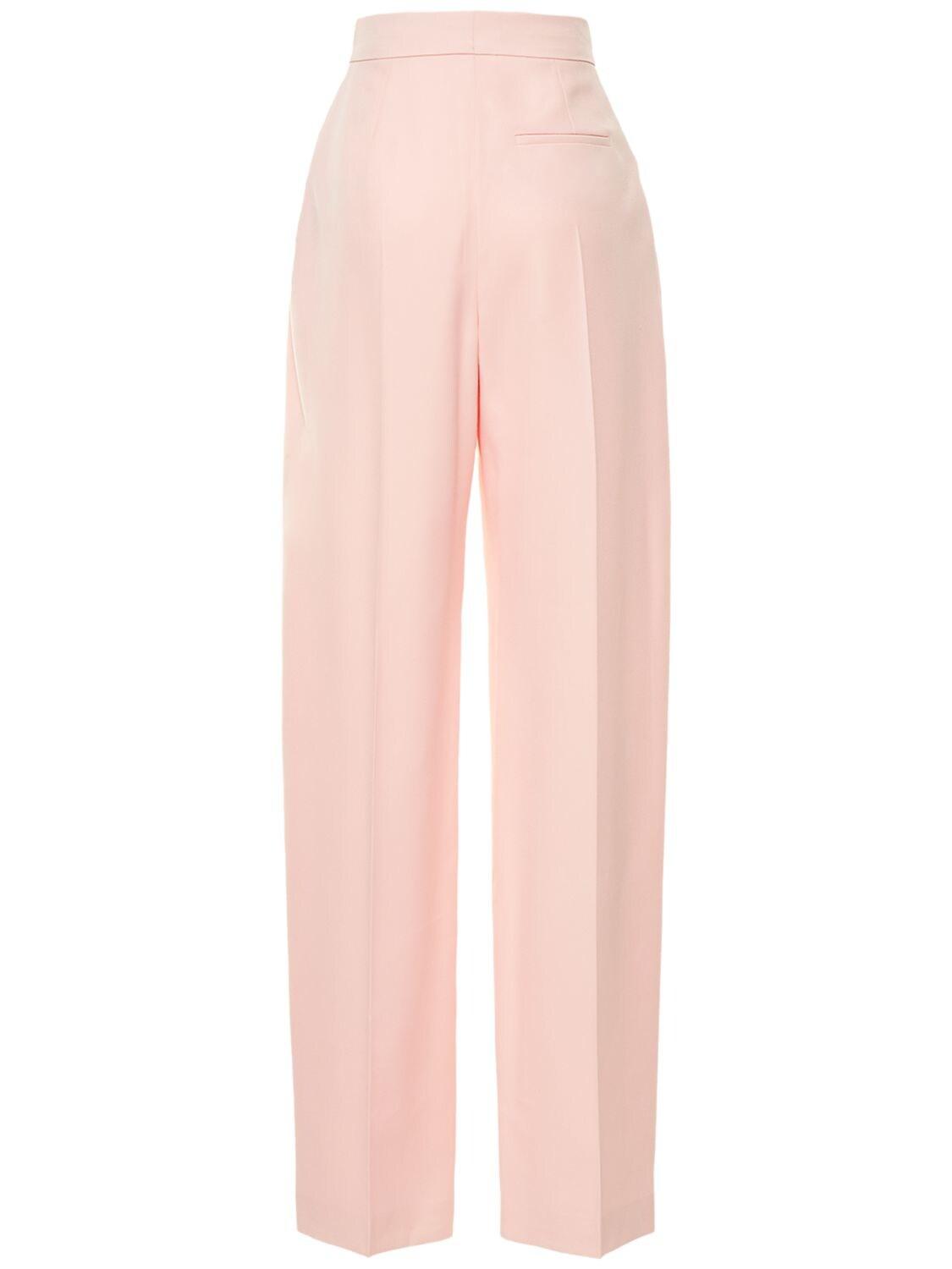 Alexander McQueen Wide Wool Grain De Poudre Pants in Rose (Pink) | Lyst  Australia