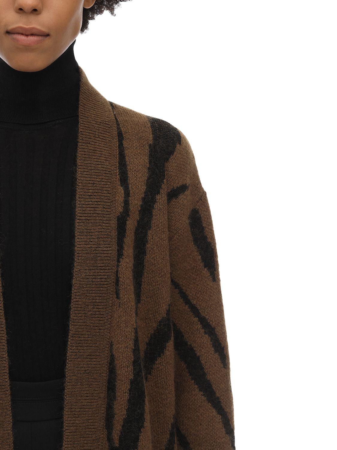 Max Mara Zebra Print Mohair Blend Knit Cardigan in Brown Lyst Canada