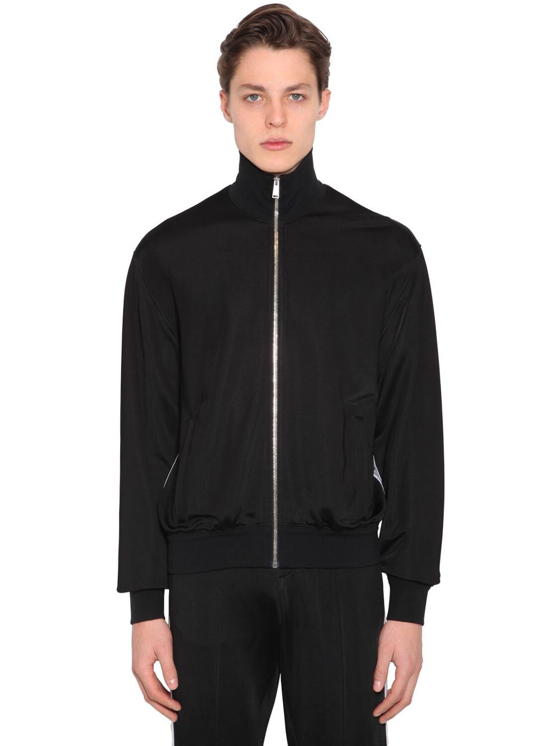 Versace Synthetic Viscose Blend Jersey Track Jacket in Black/White ...