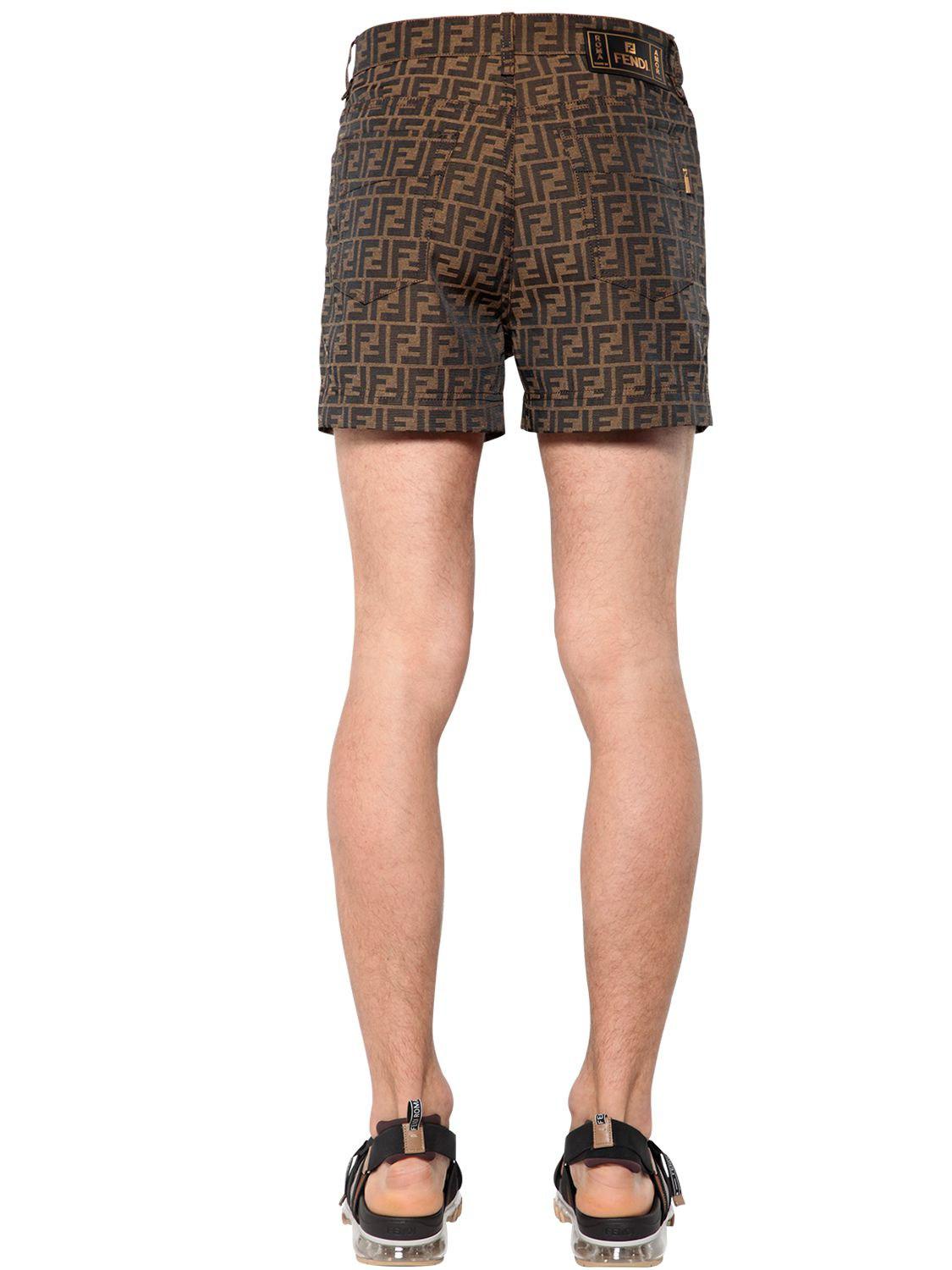Fendi Logo-jacquard Shorts in Brown for Men | Lyst