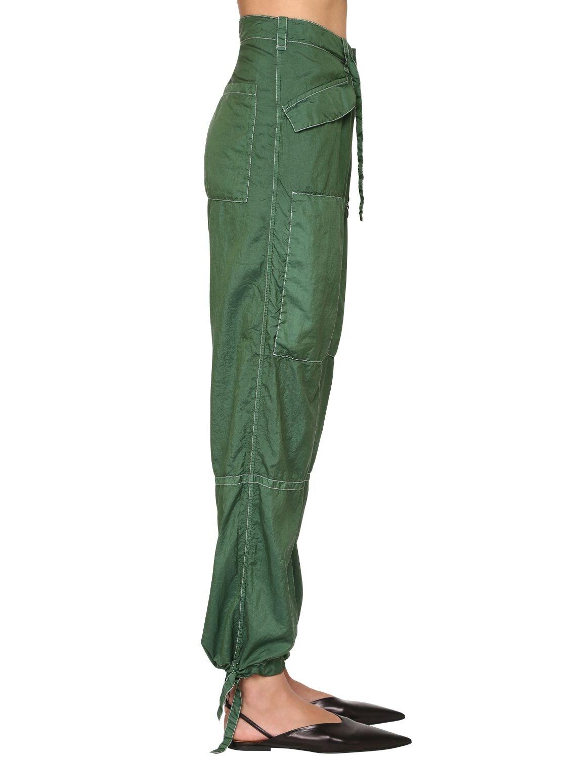 Jil Sander Silk & Nylon Canvas Cargo Pants in Green - Lyst