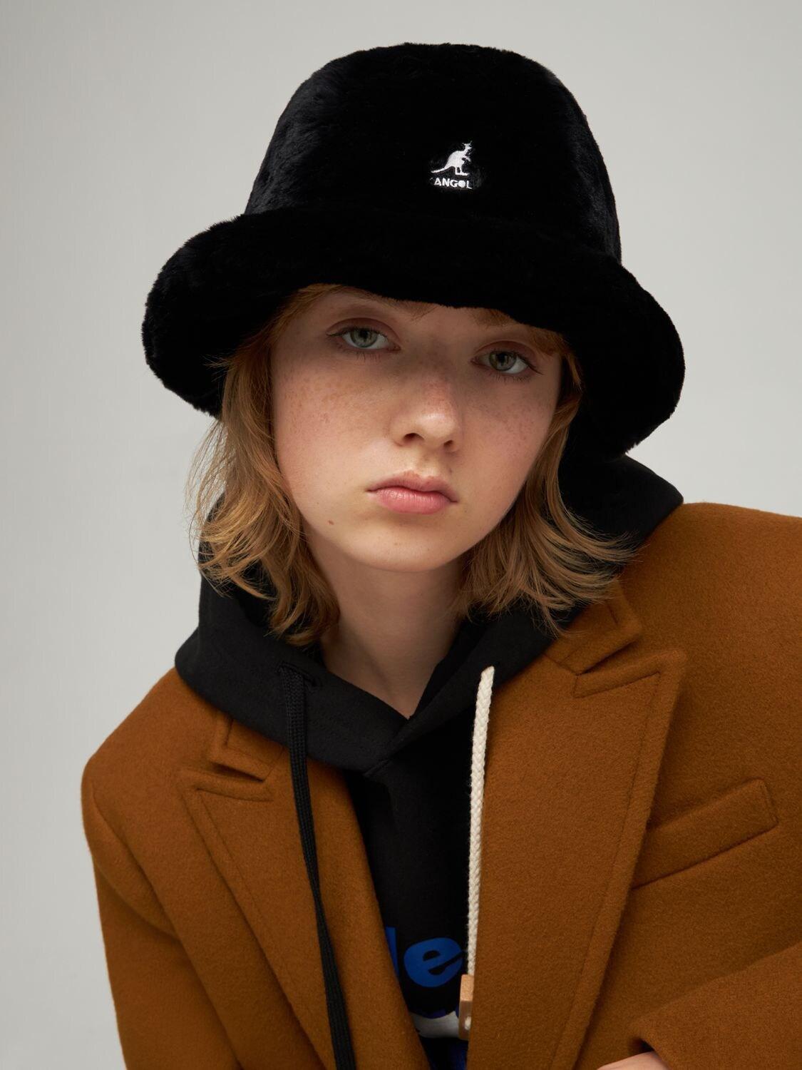 Kangol Faux Fur Bucket Hat in Black | Lyst