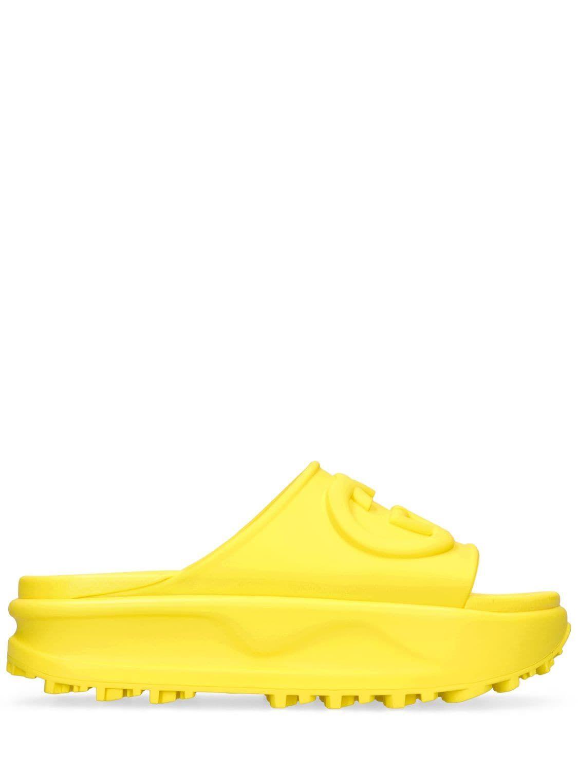 Gucci 40mm Miami Rubber Pool Slides in Yellow | Lyst