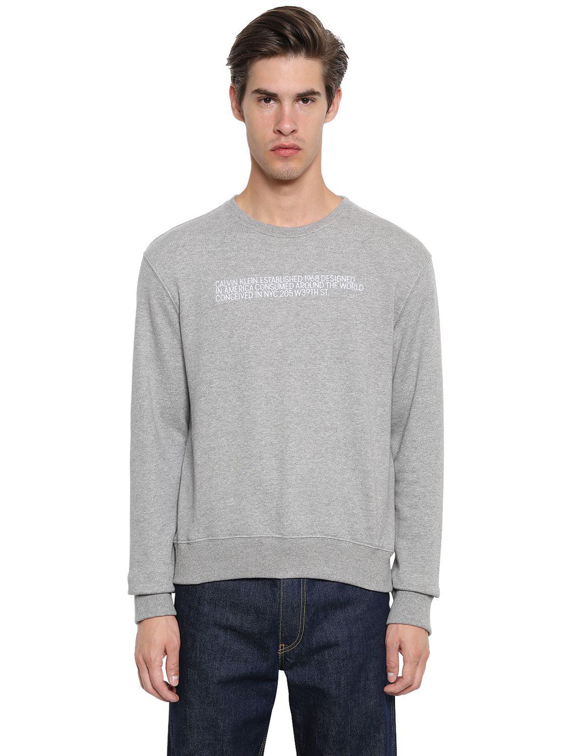 CALVIN KLEIN 205W39NYC Embroidered Cotton Sweatshirt in Grey (Gray) for Men  - Lyst