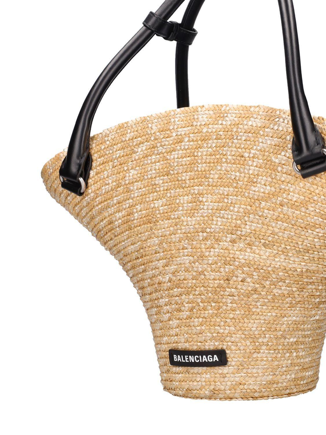 Balenciaga Medium Straw Blend Beach Bag in Natural | Lyst