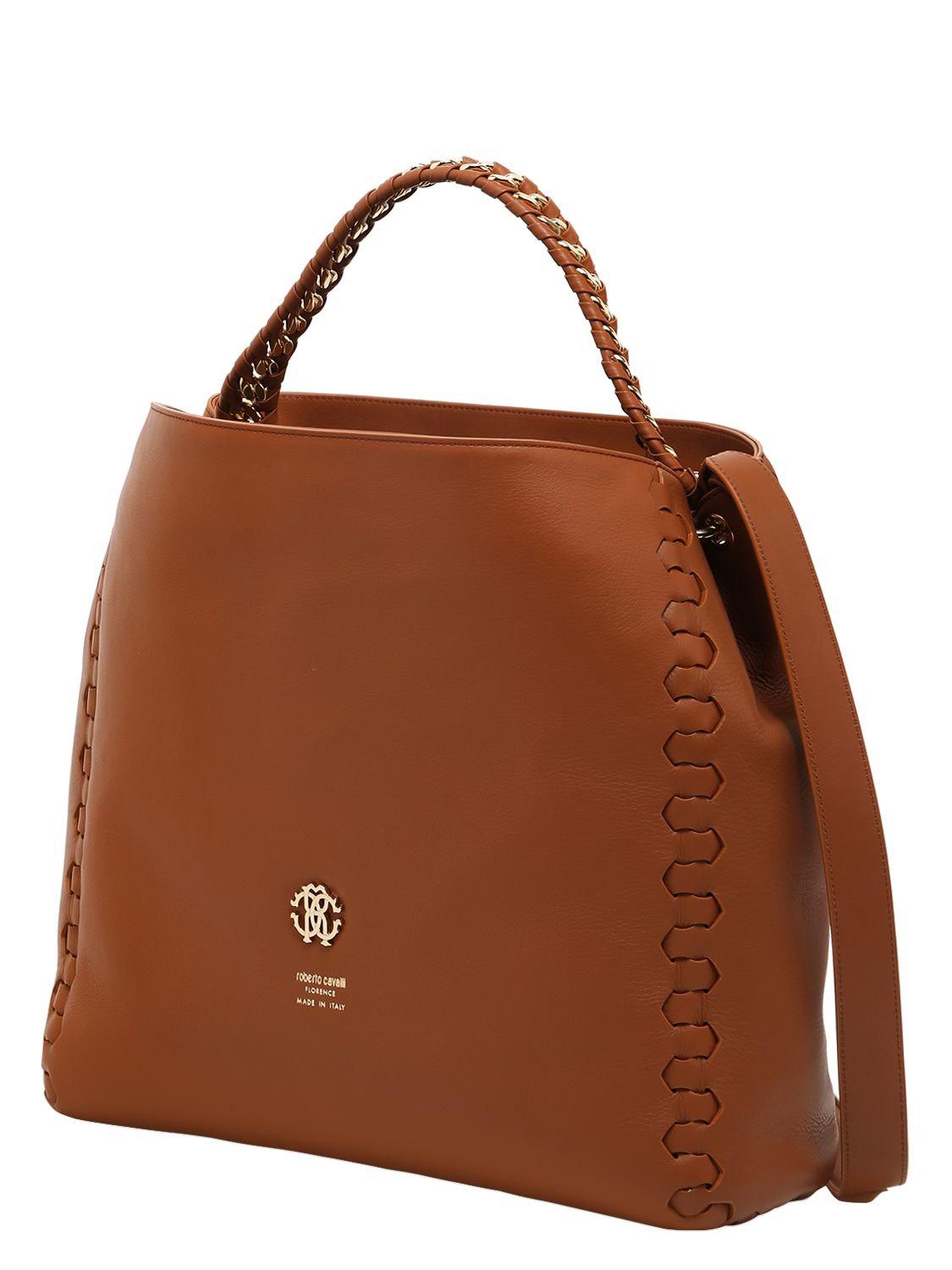 Roberto Cavalli Regina Leather Shoulder Bag in Tan (Brown) Lyst