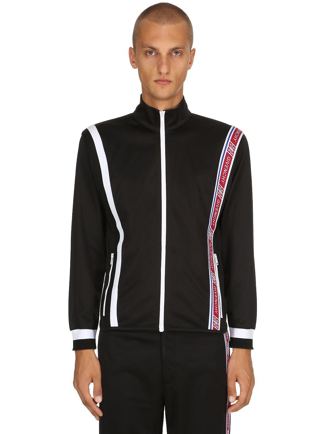 Givenchy Zip-up Jersey Logo Sweat Jacket in Black for Men - Lyst