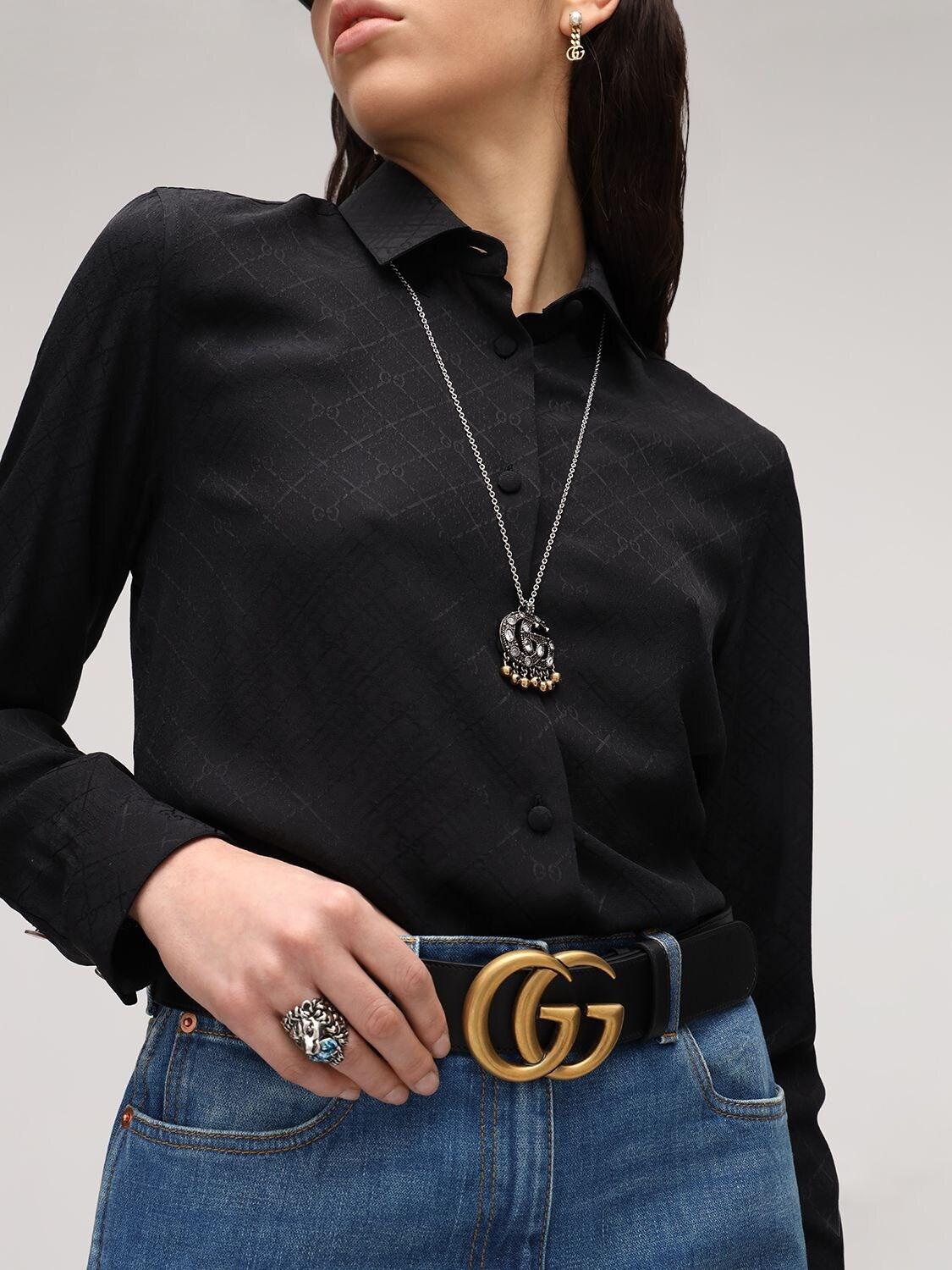Gucci 4cm Gg Leather Belt in Black |