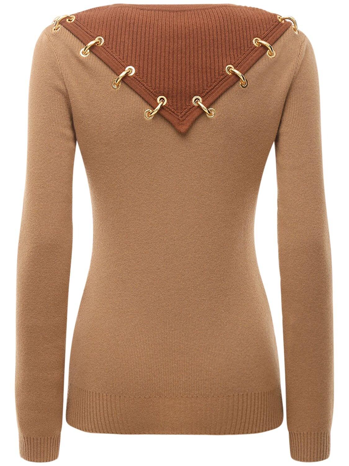 utilstrækkelig følelse Demontere Burberry Ring-pierced Two-tone Wool Cashmere Sweater in Beige (Brown) - Lyst