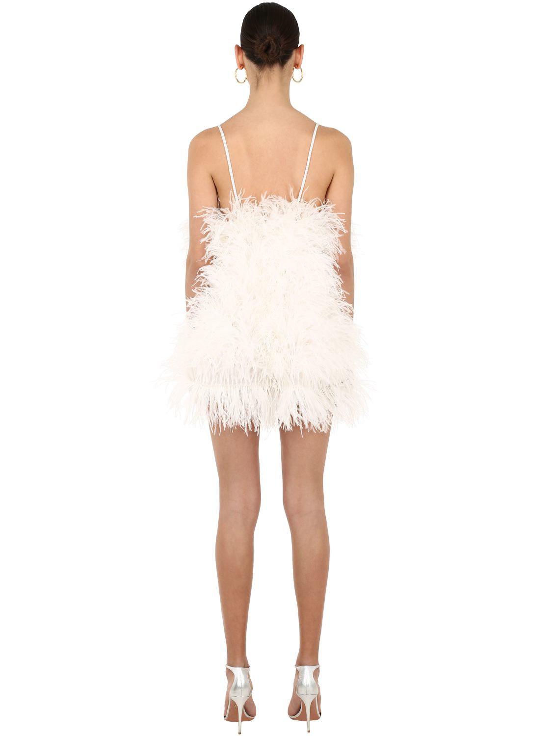 Abito Con Piume E Paillettes di The Attico in Bianco | Lyst