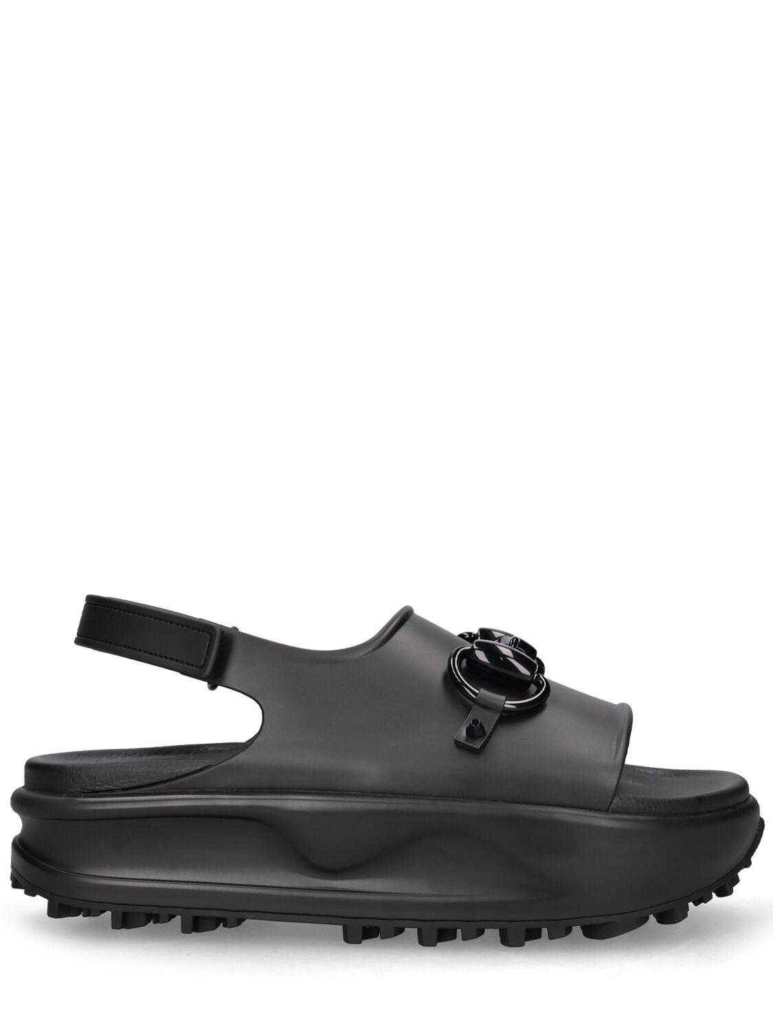 Gucci 25mm New Miami Rubber Wedge Sandals in Black | Lyst Canada