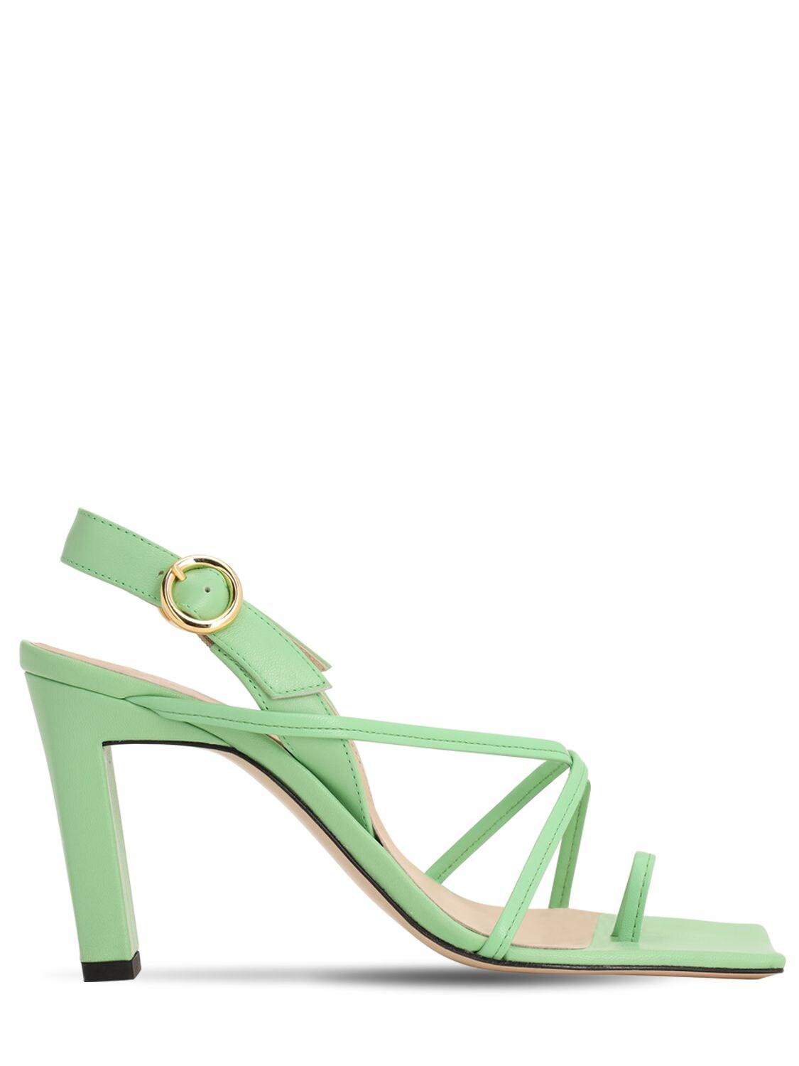Wandler 85mm Elza Leather Toe Ring Sandals in Green | Lyst