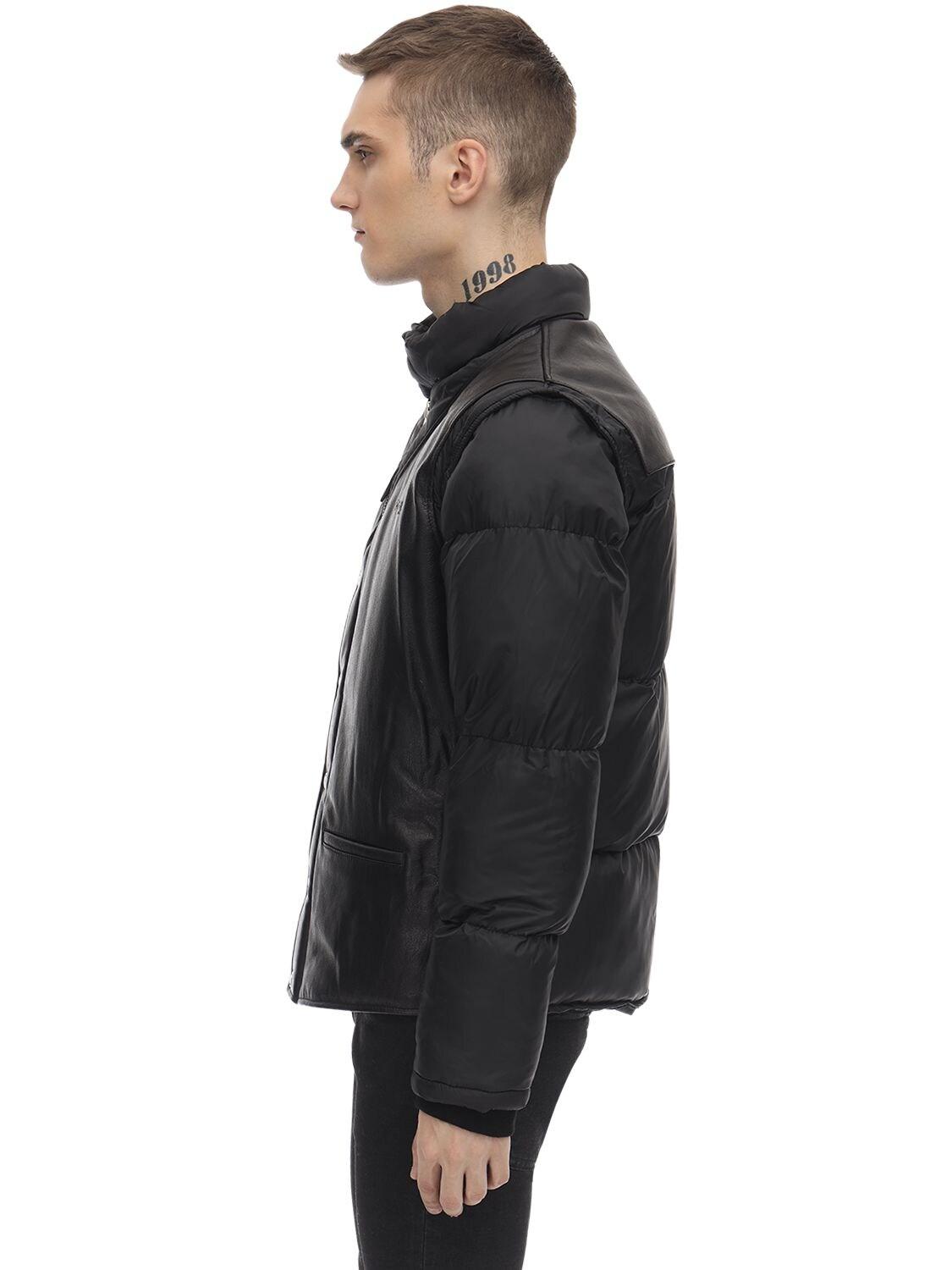 schott leather down jacket