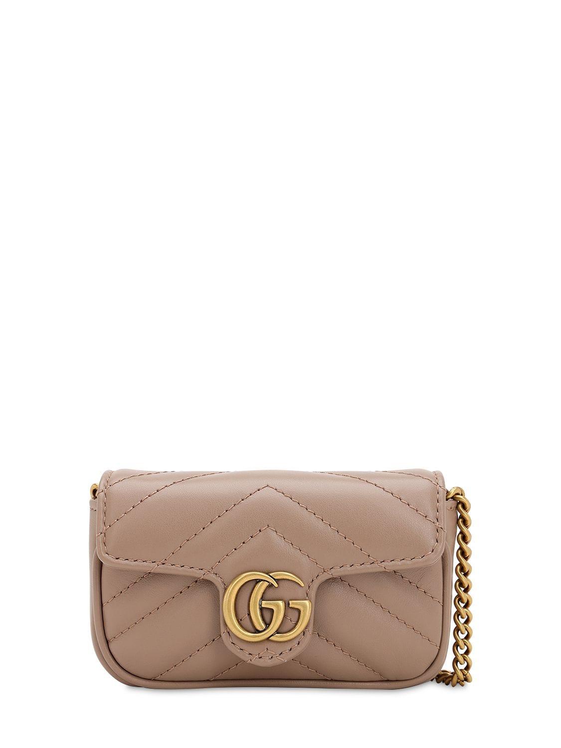gg marmont 2.0 quilted leather coin purse on a chain