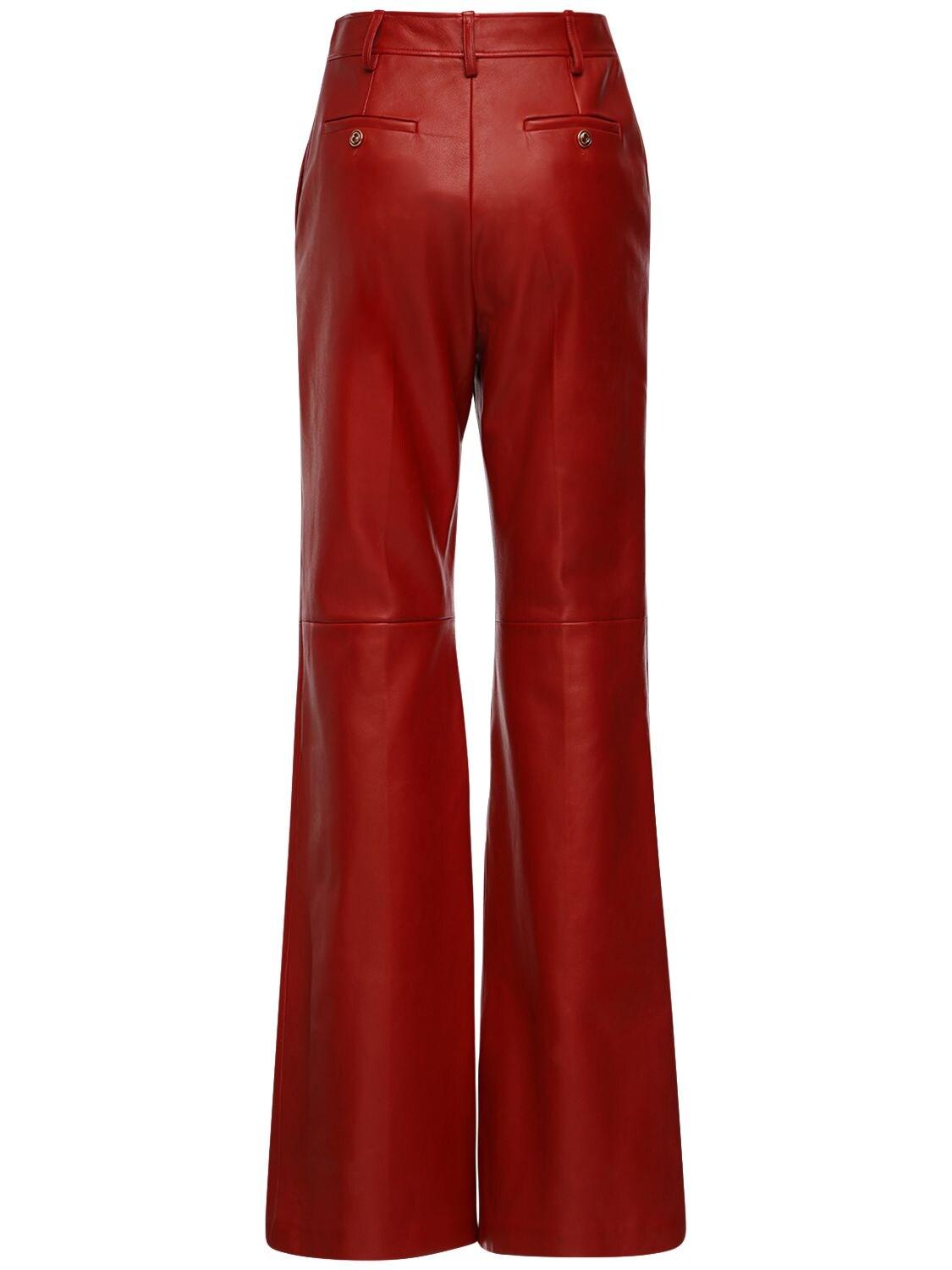 Gucci Plongé Leather Flare Trousers in Red