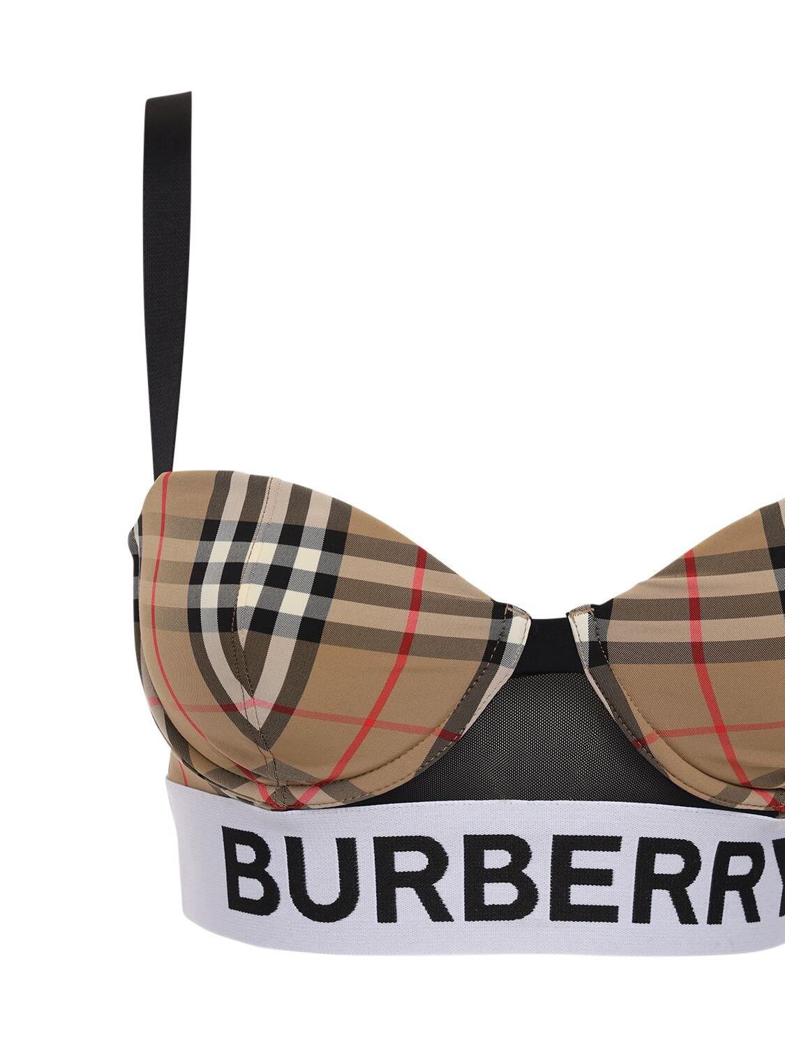 Burberry Check Fabric Padded Bra W/ Logo Band | Lyst