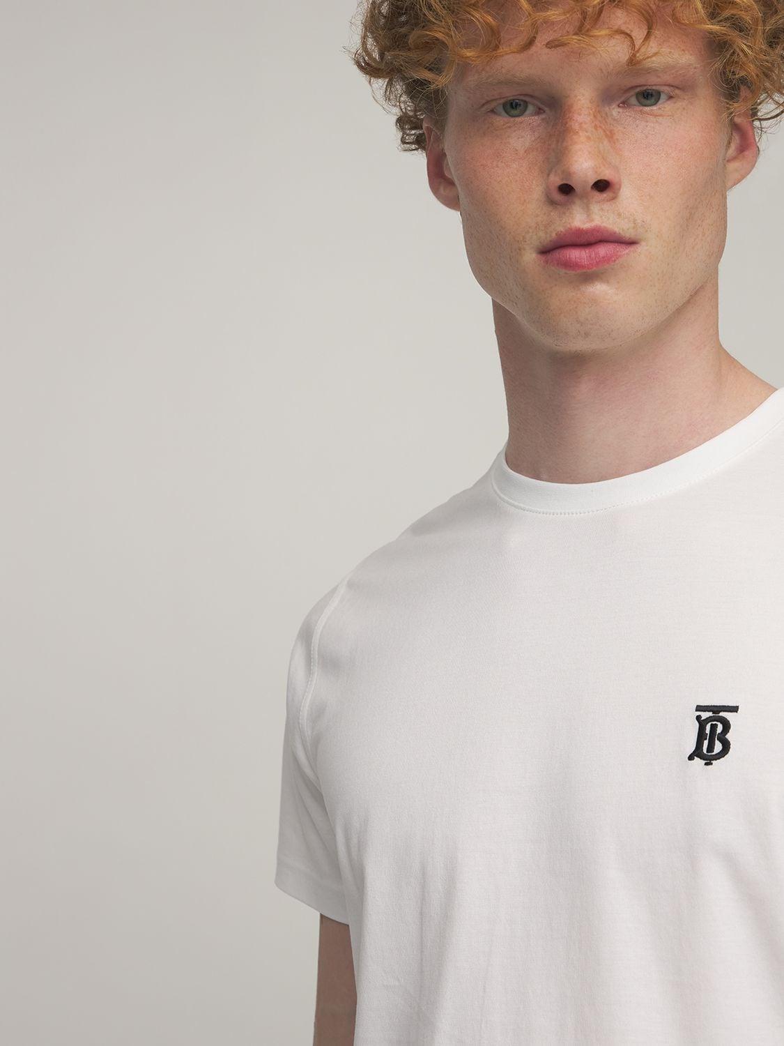 Burberry Tb Logo Embroidery Cotton Jersey T-shirt in White for Men 