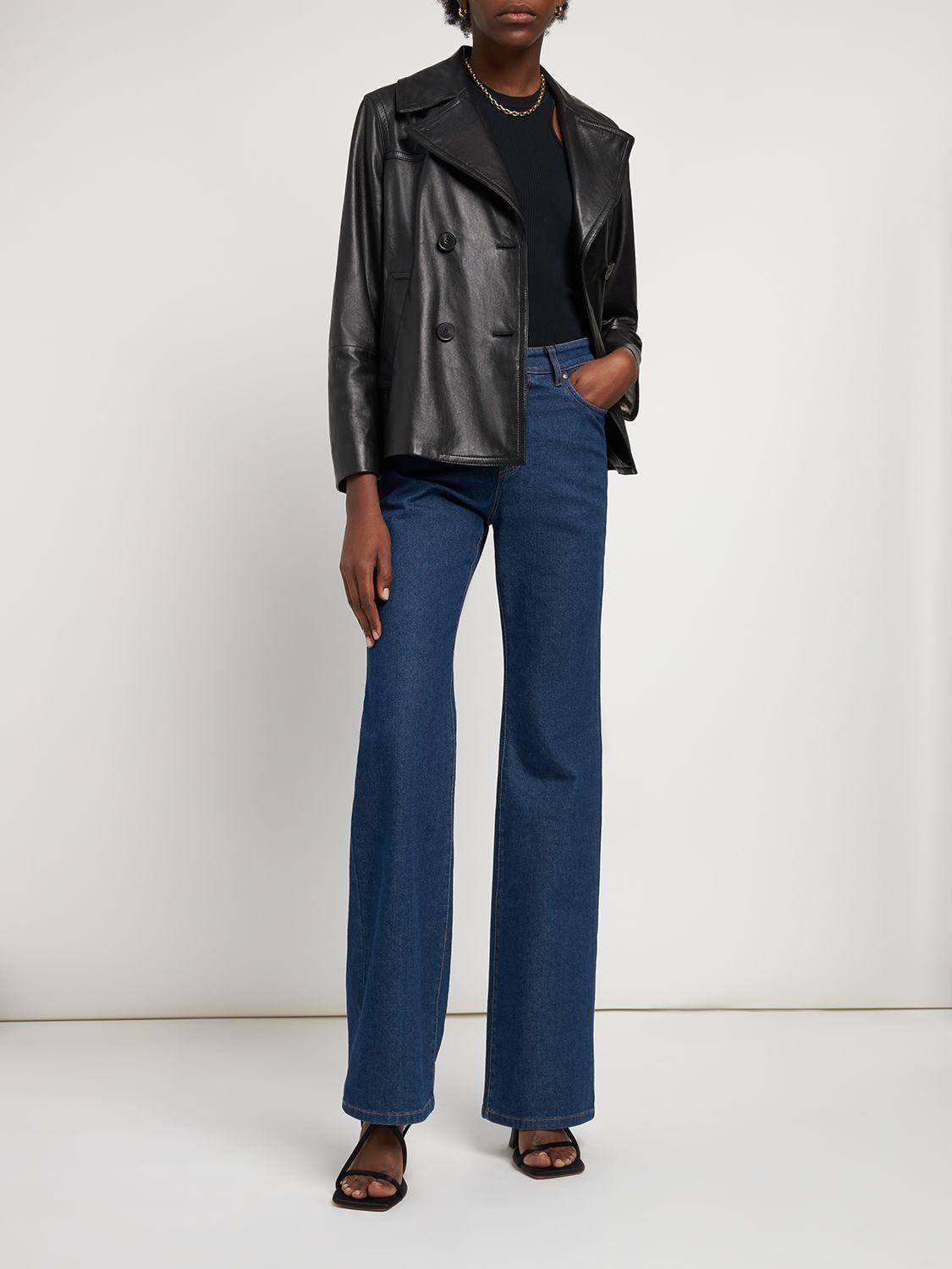 Weekend by Maxmara Cosa Double Breasted Leather Jacket in Black | Lyst