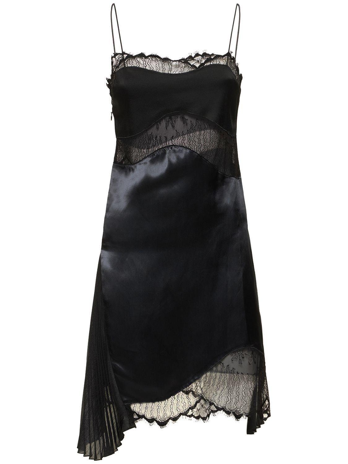 Victoria Beckham Lace & Satin Mini Dress in Black | Lyst