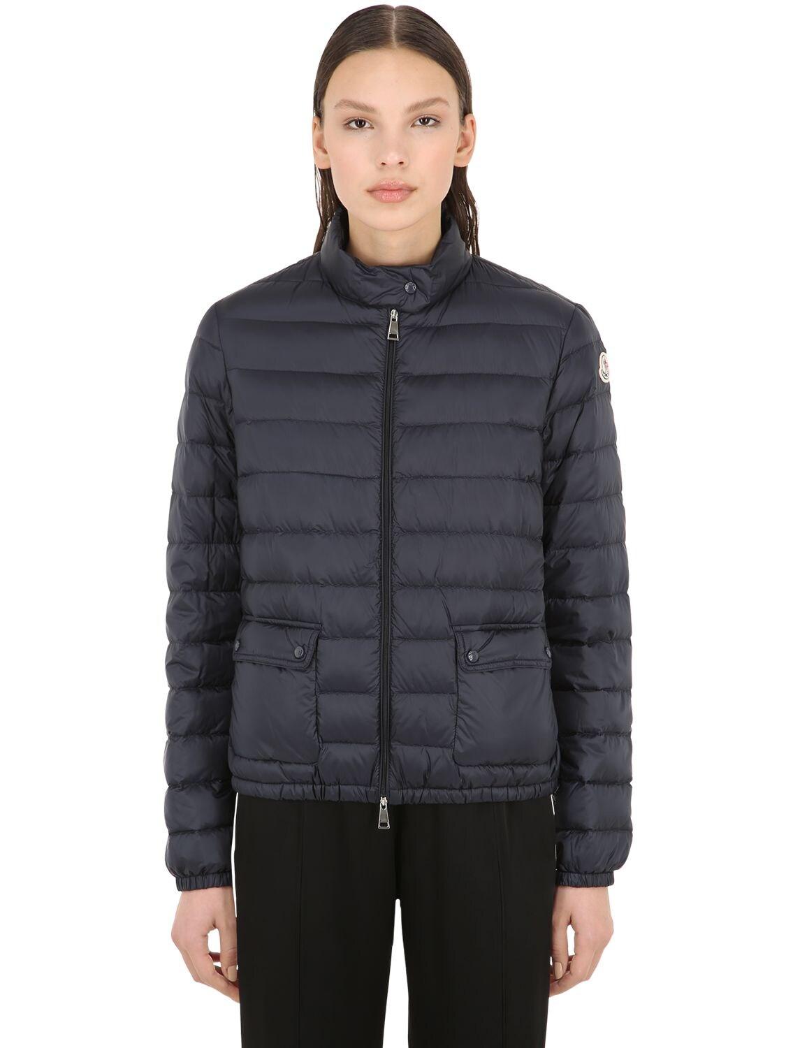 Moncler Synthetic Lans Longue Saison Nylon Down Jacket in Navy (Blue) | Lyst