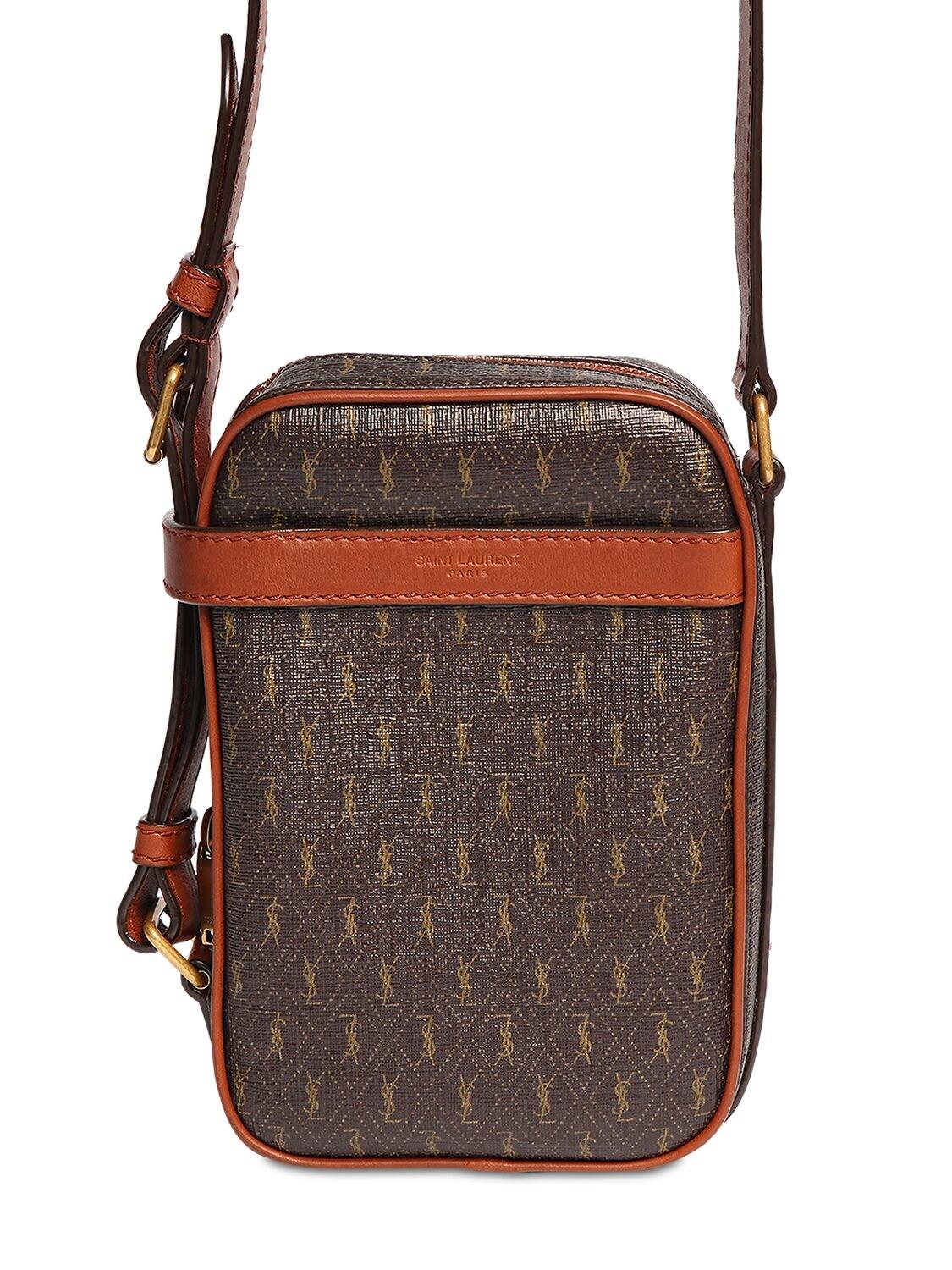 Saint Laurent Men's Logo-print Crossbody Bag In Chocolate