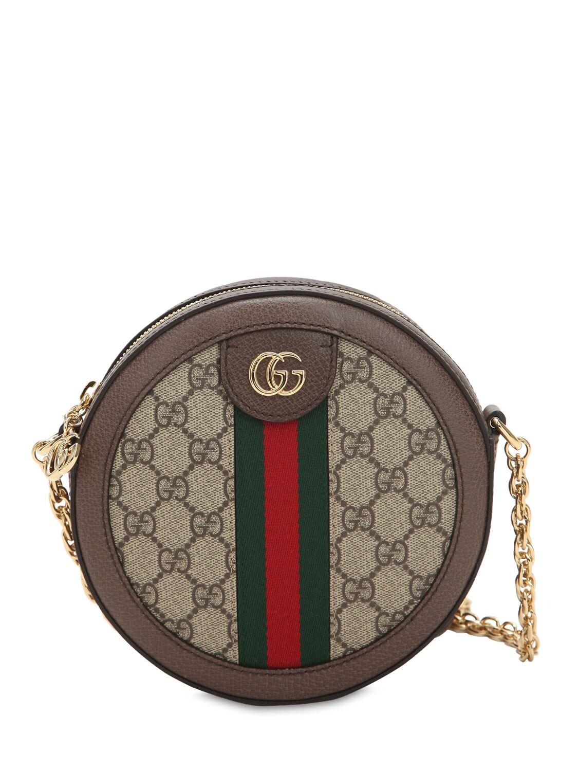 Gucci Ophidia Mini Round Shoulder Bag in Brown - Save 34% - Lyst