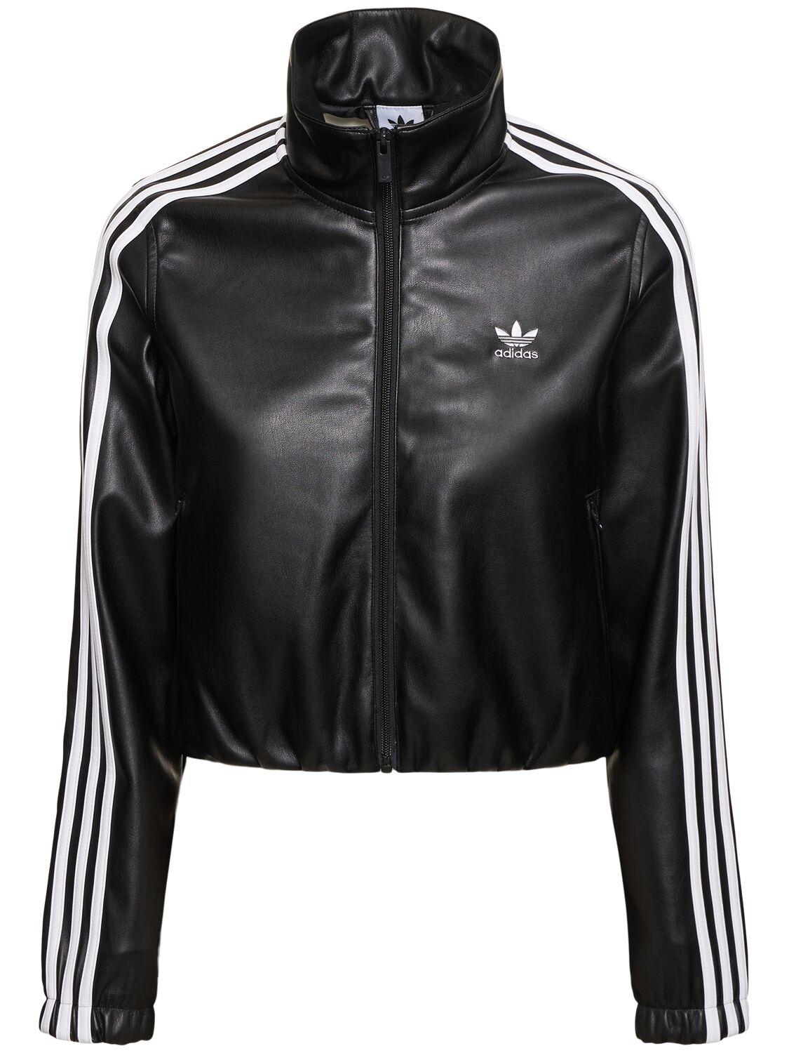 adidas Originals Firebird Faux Leather Track Top in Black | Lyst adidas Originals Firebird Faux Leather Track Top in Black | Lyst