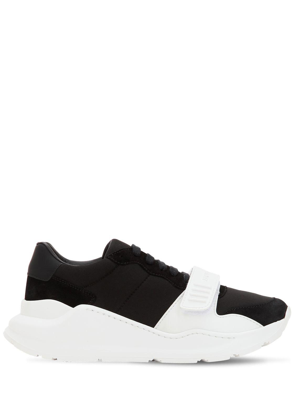 burberry suede neoprene and leather sneakers