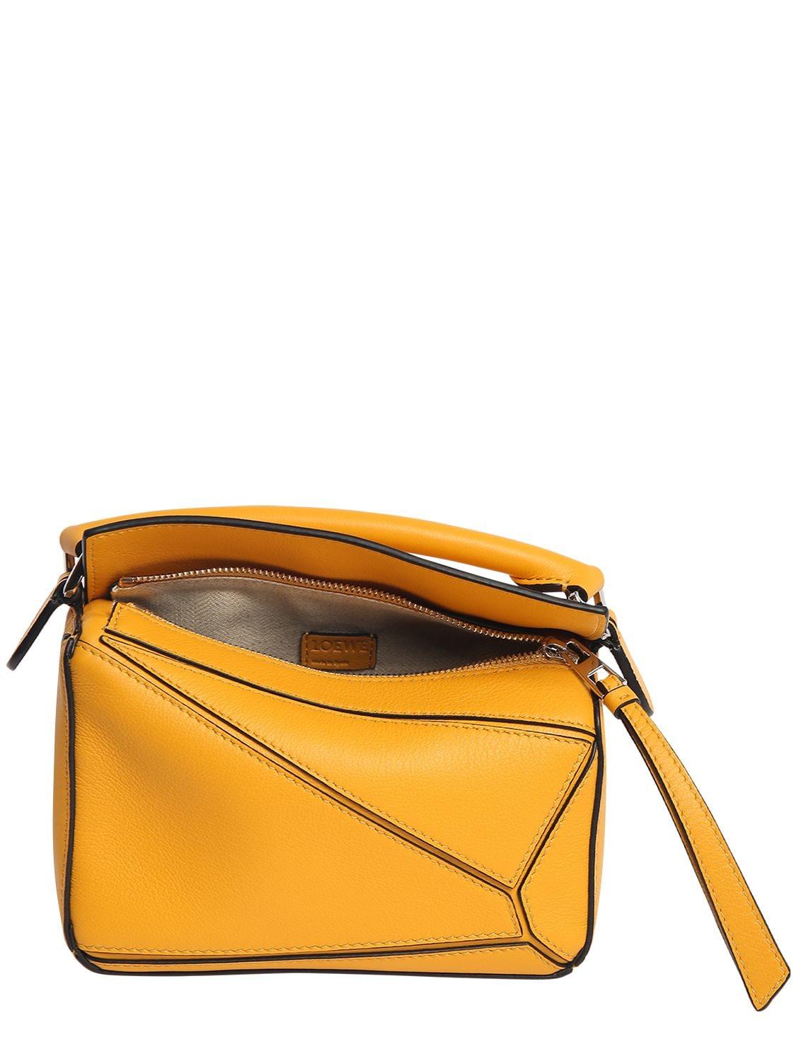 Shop LOEWE PUZZLE Small puzzle bag in soft grained calfskin (0010896728,  0010896710) by SARUGAKUCHO