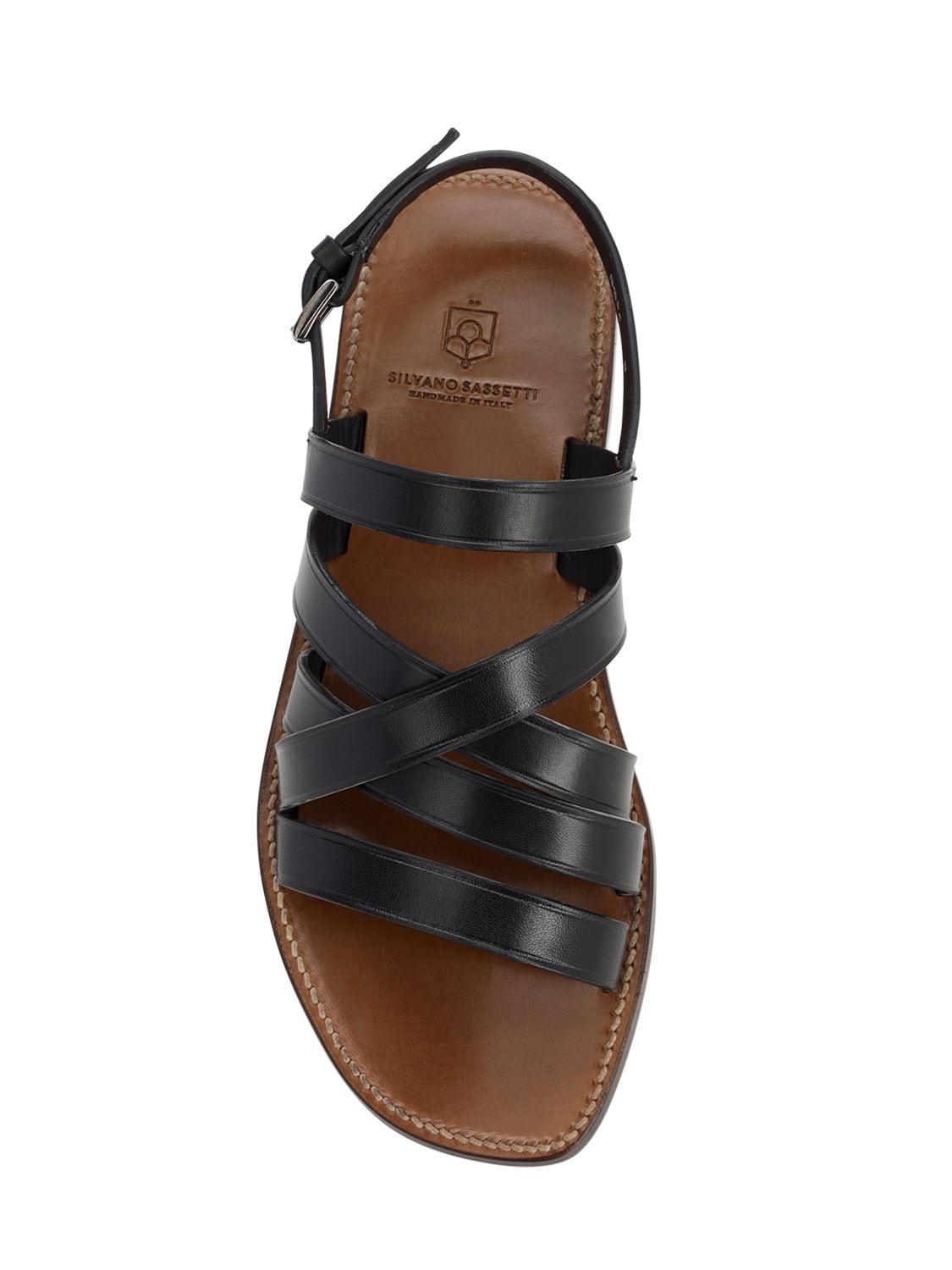 Silvano Sassetti 15mm Intreccio Leather Sandals in Black for Men - Lyst