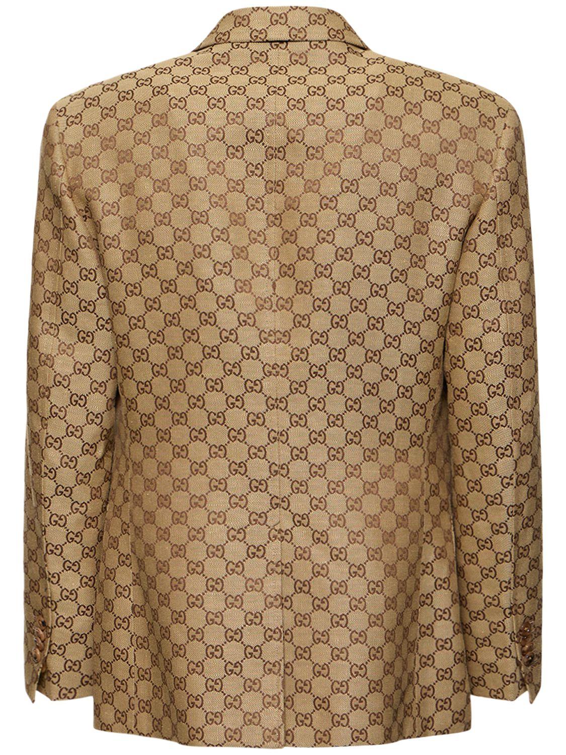 Gucci Summer Gg Supreme Linen Blend Blazer in Natural for Men Lyst