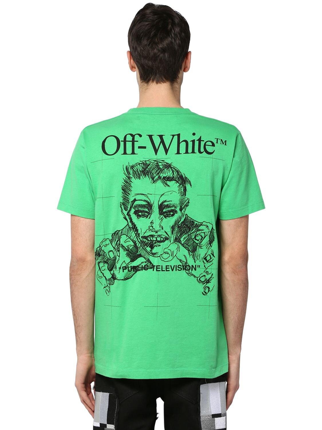 Off-White c/o Virgil Abloh Public Television T-shirt in Green for Men | Lyst