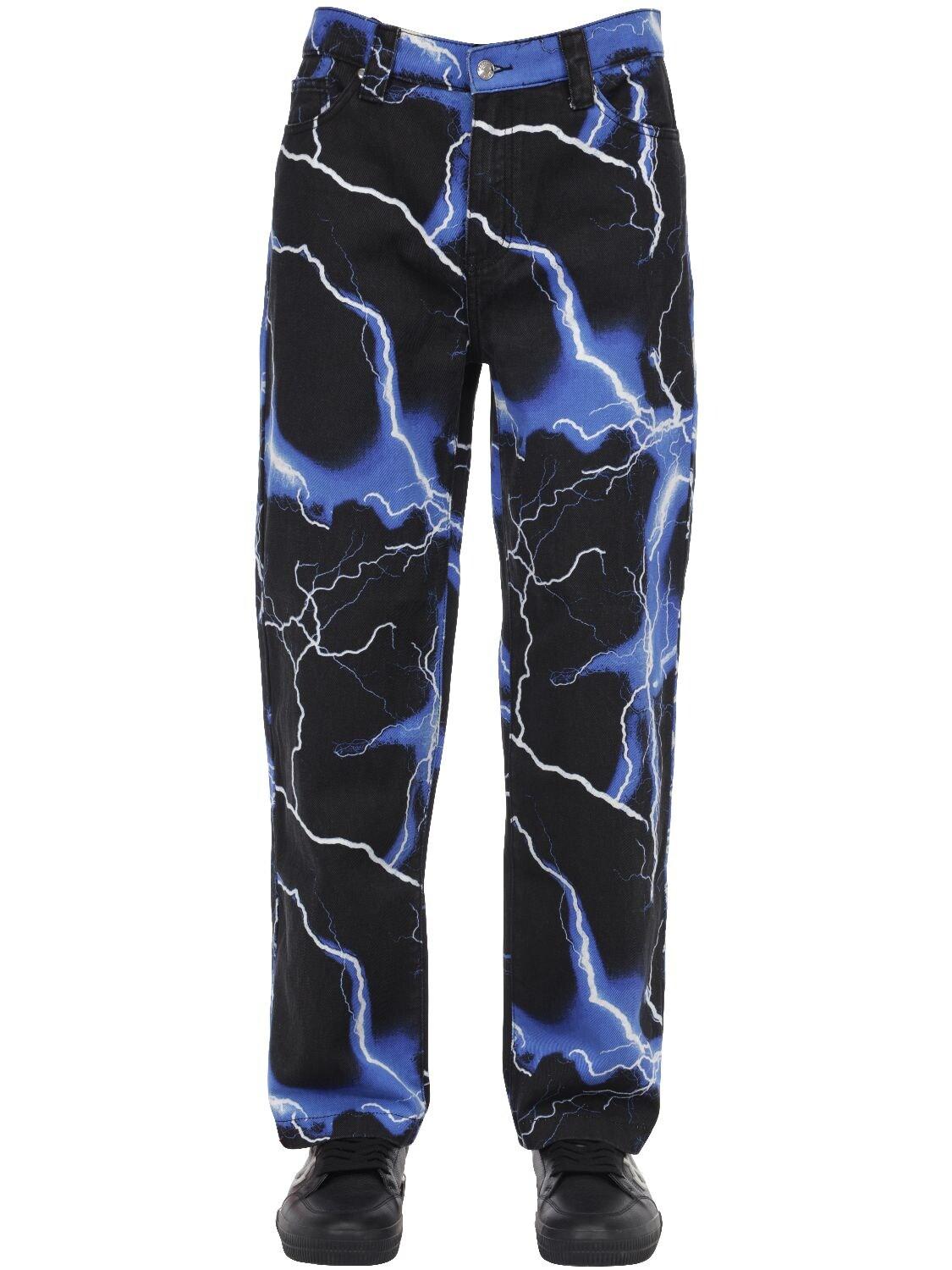 Jaded London Denim Lightning Bolt Printed Jeans in Black for Men - Lyst