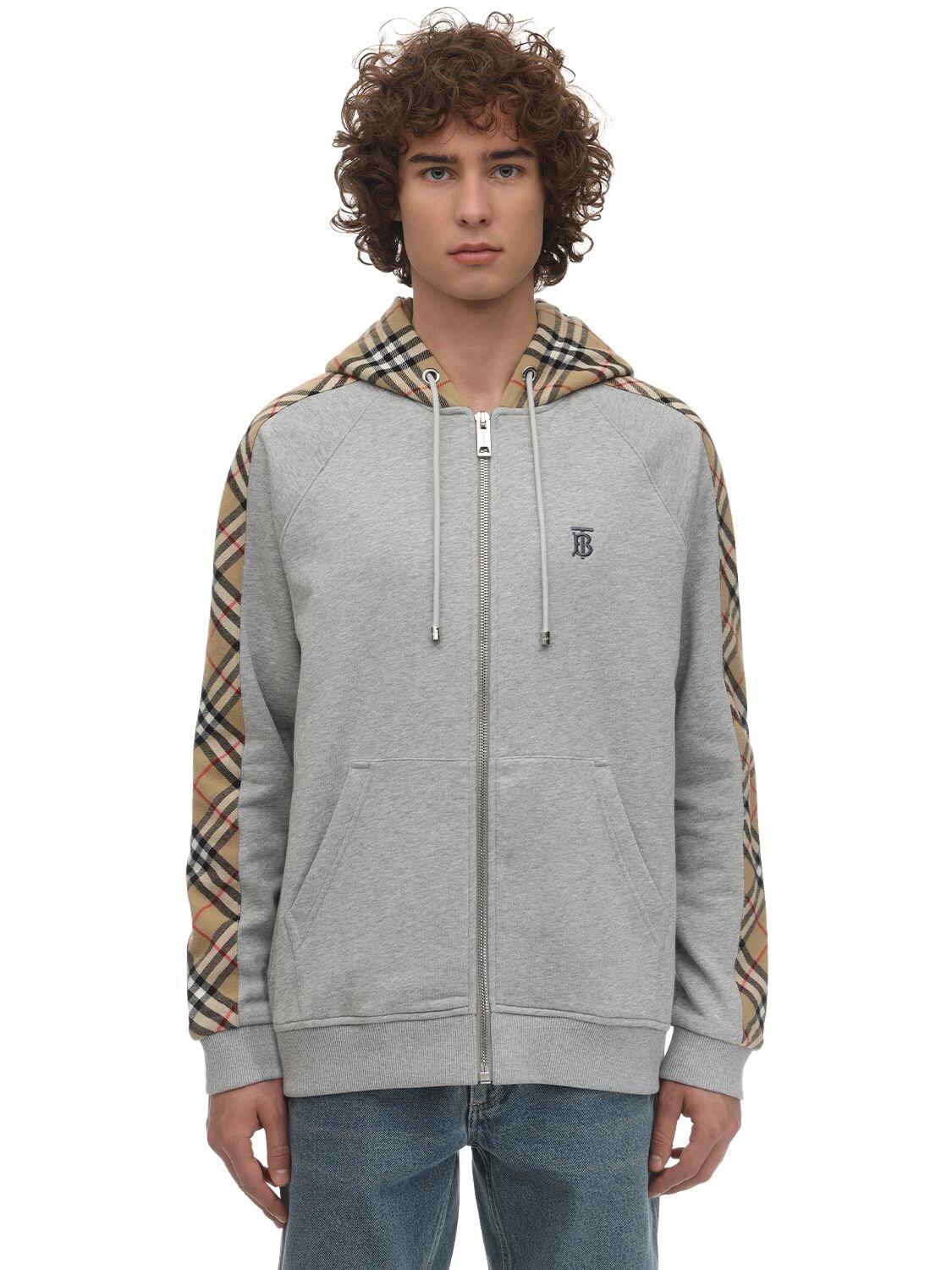 Burberry Zip-up Cotton Jersey Sweatshirt Hoodie in Grey (Gray) for Men |  Lyst
