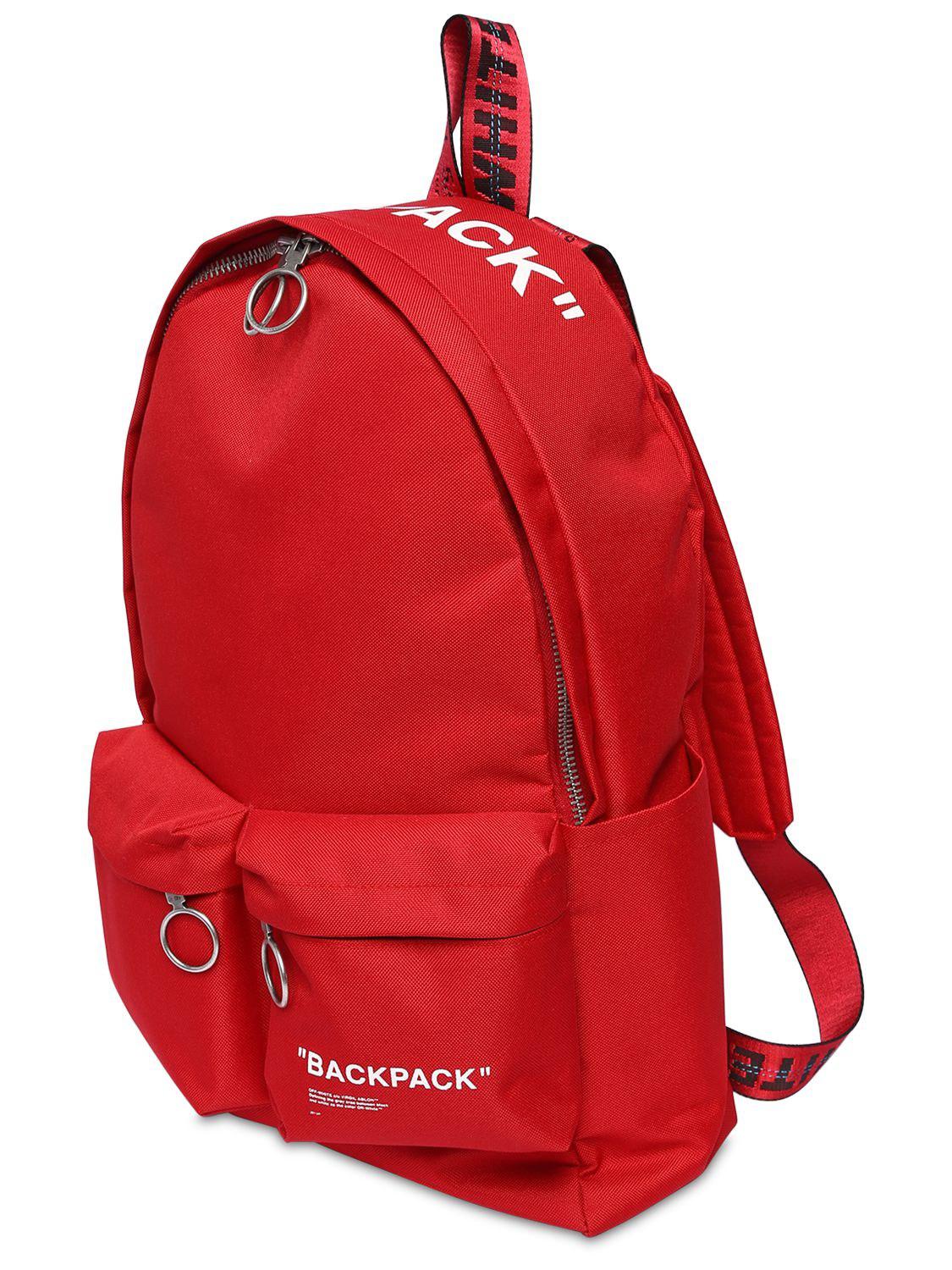 off white red quote backpack
