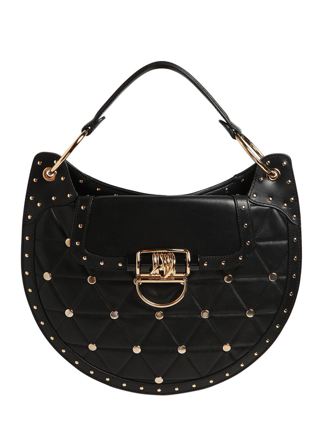 Download Balmain Medium Quilted Leather Bag W/ Studs in Black - Lyst