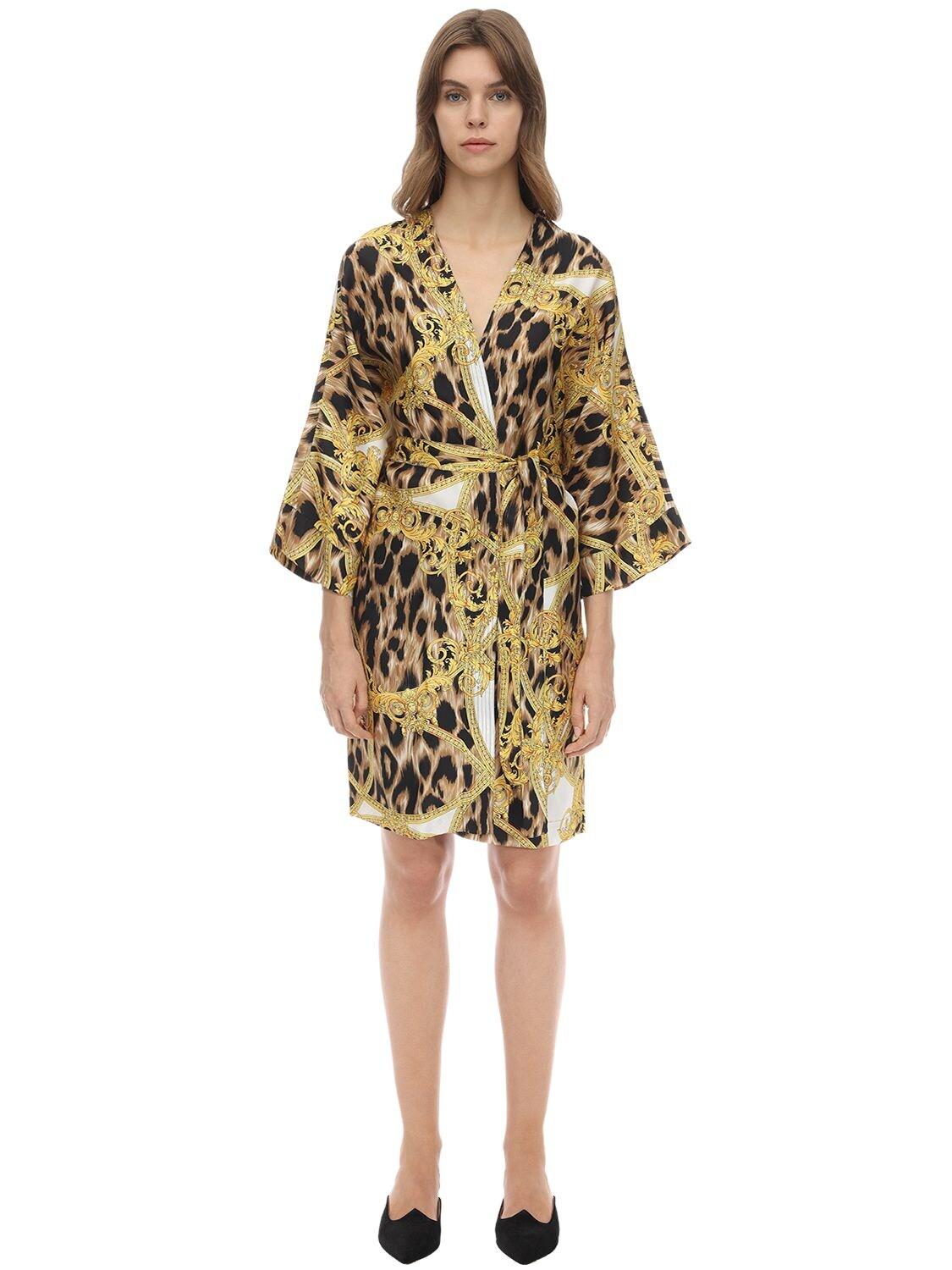 Versace Printed Silk Satin Night Gown - Lyst