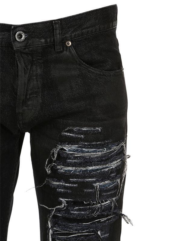 diesel black ripped jeans