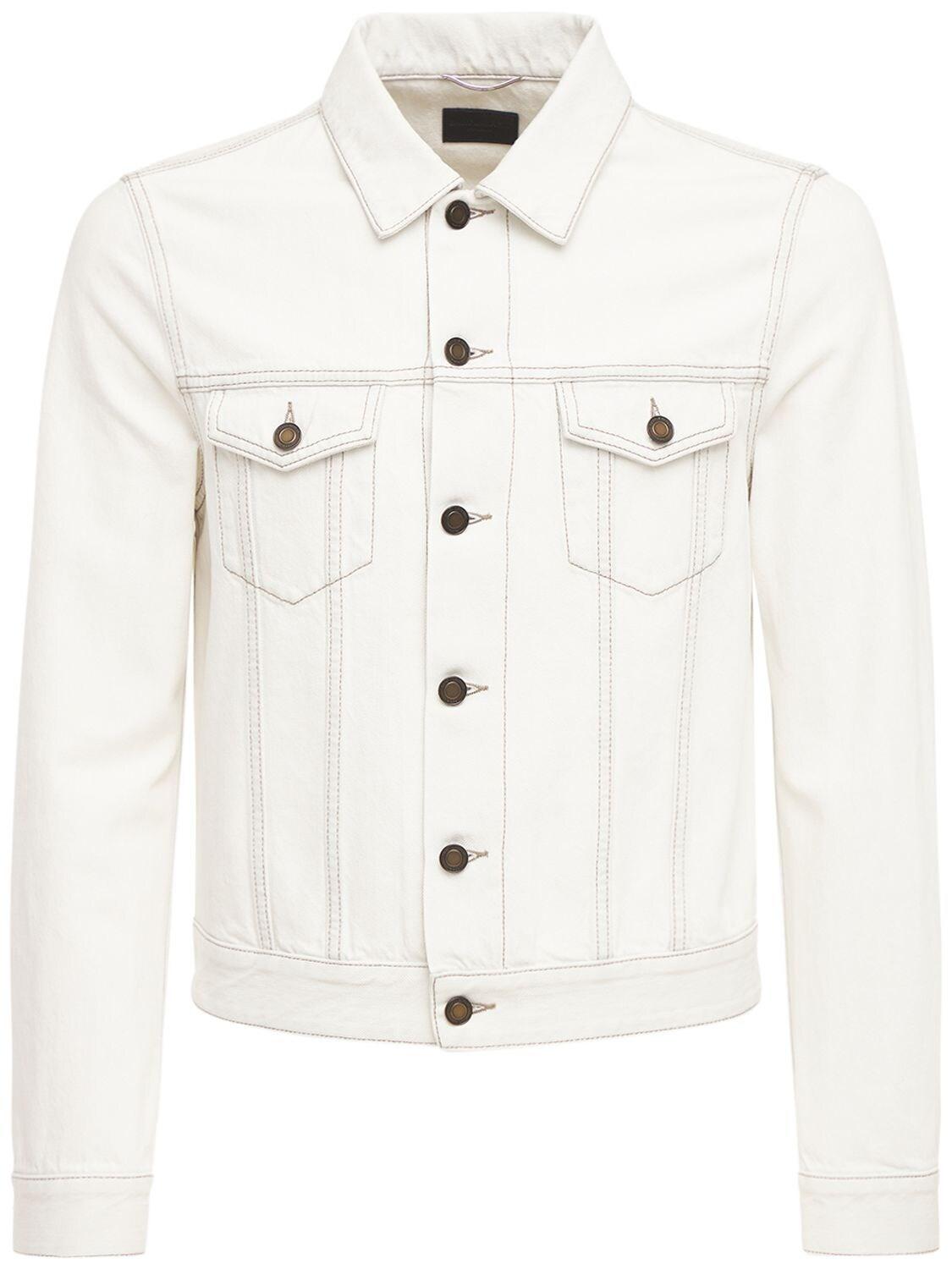 white fitted denim jacket