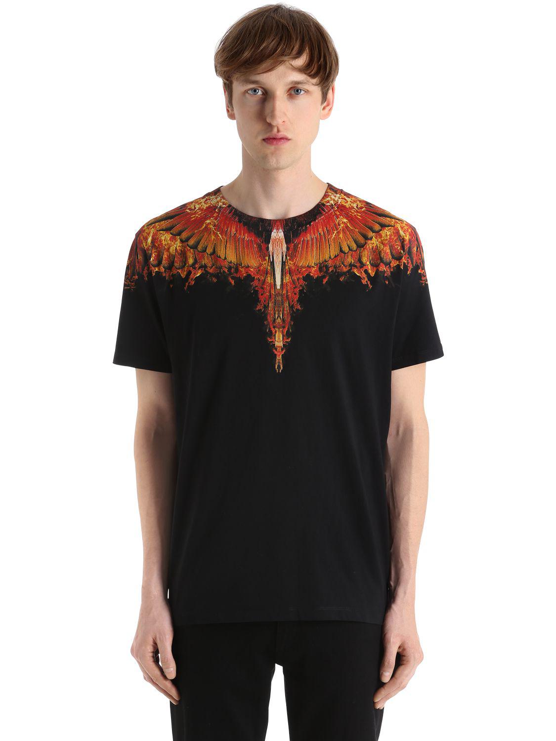 Marcelo Burlon Flame Wing Printed Jersey T-shirt in Black for Men - Lyst