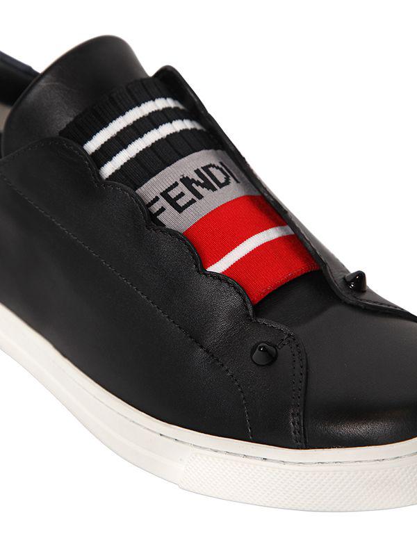 slip on sneakers black leather