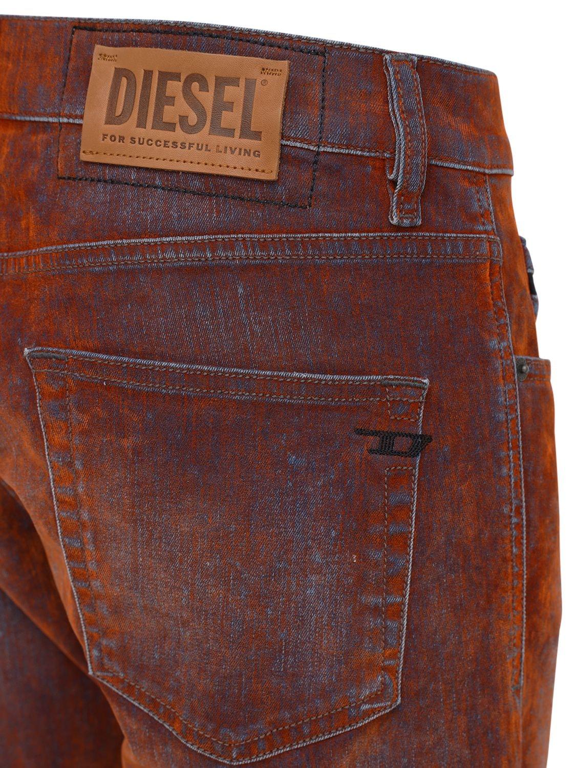 DIESEL D-strukt Slim Velvet Coating Denim Jeans in Orange for Men | Lyst