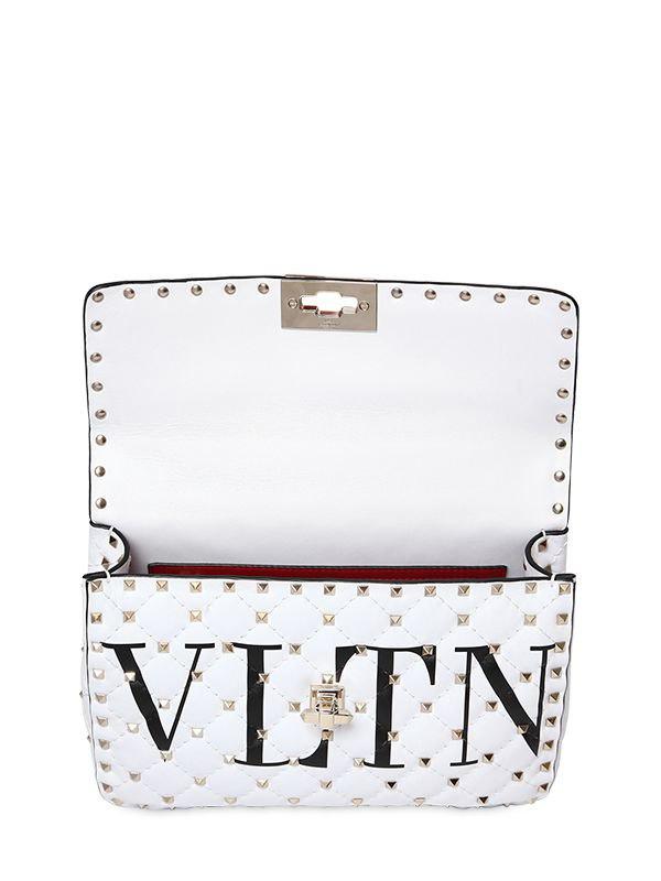 Valentino Garavani Medium Rockstud Spike Vltn Leather Shoulder Bag in White  - Lyst