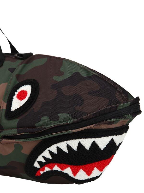 sprayground shark shaped duffle bag