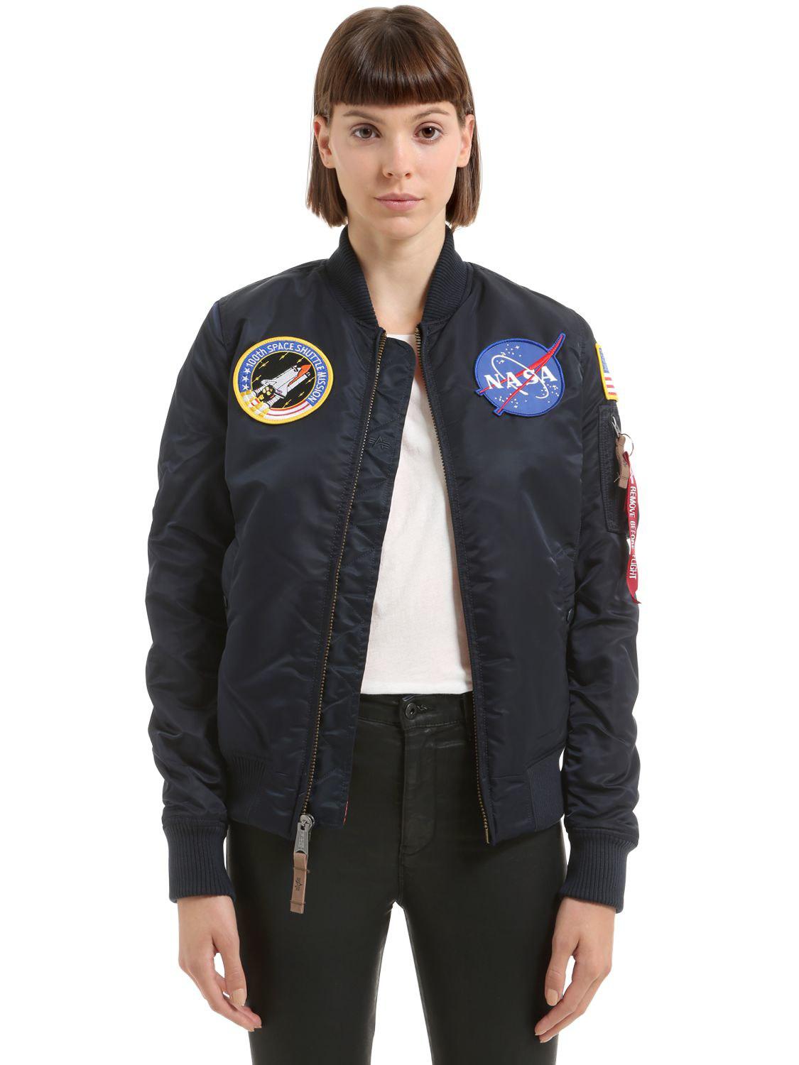 Alpha Industries Synthetic Nasa Patches Nylon Bomber Jacket in Blue - Lyst