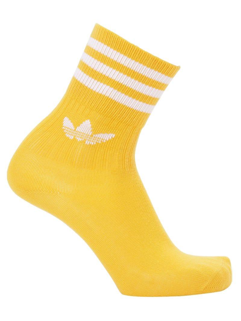 adidas Originals Mid Cut Solid Crew 3 Pack Cotton Socks in Yellow for ...