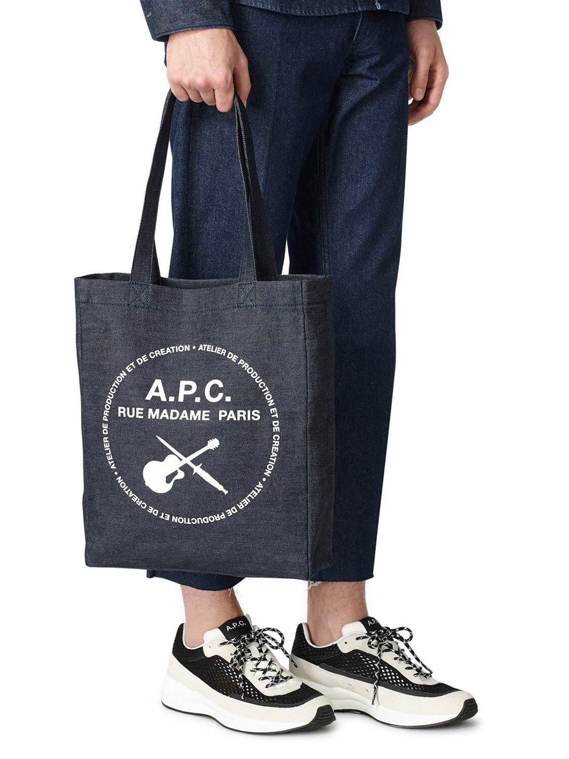 A.P.C. Logo Printed Denim Tote Bag | Lyst
