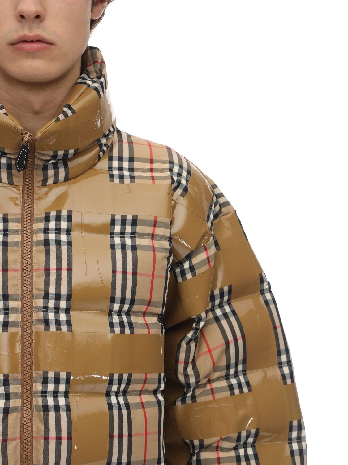 Burberry Synthetic Vintage Check Down Jacket in Natural for Men - Lyst